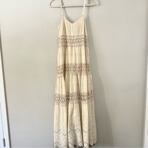 Love Tree Lace Maxi Dress Cream Boho Cottagecore XS